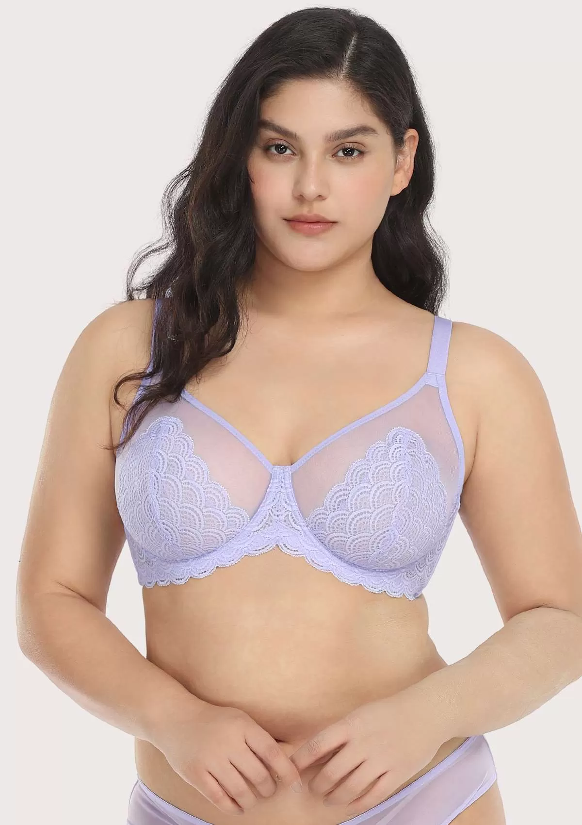 Mermaid Scales Lace Purple Unlined Bra