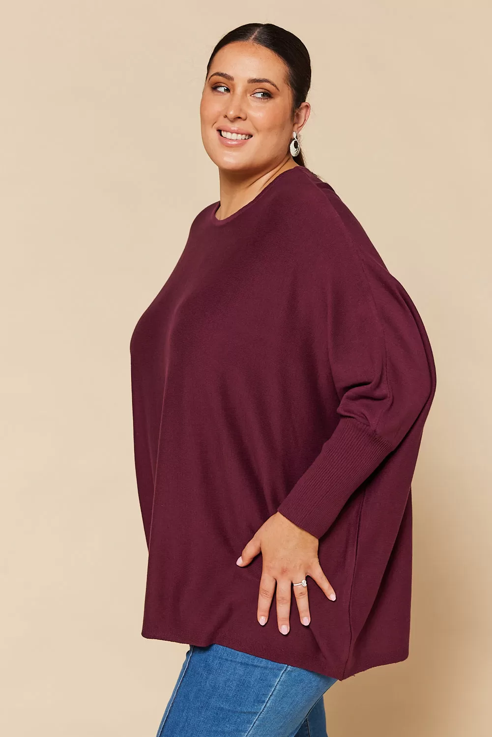 Mia Oversized Jumper in Plum