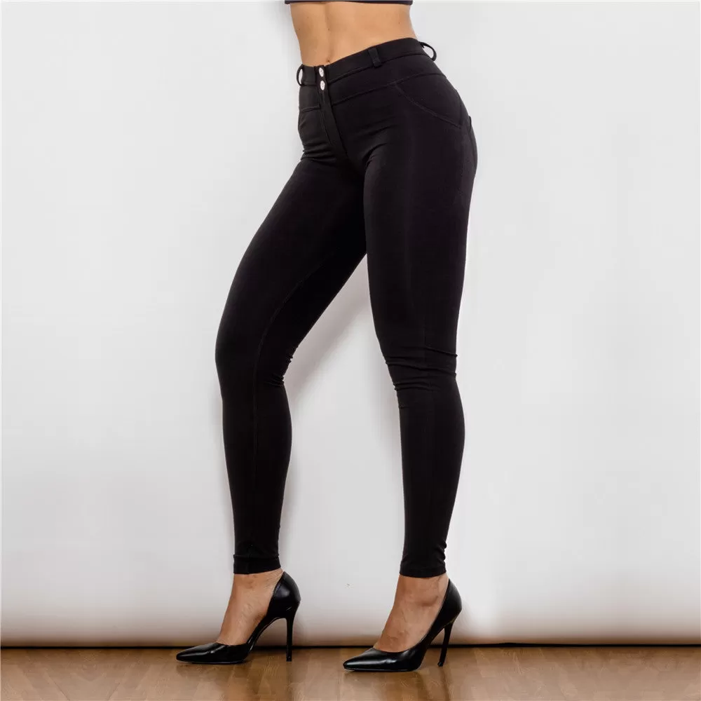 Middle Waist Black Knitted Leggings