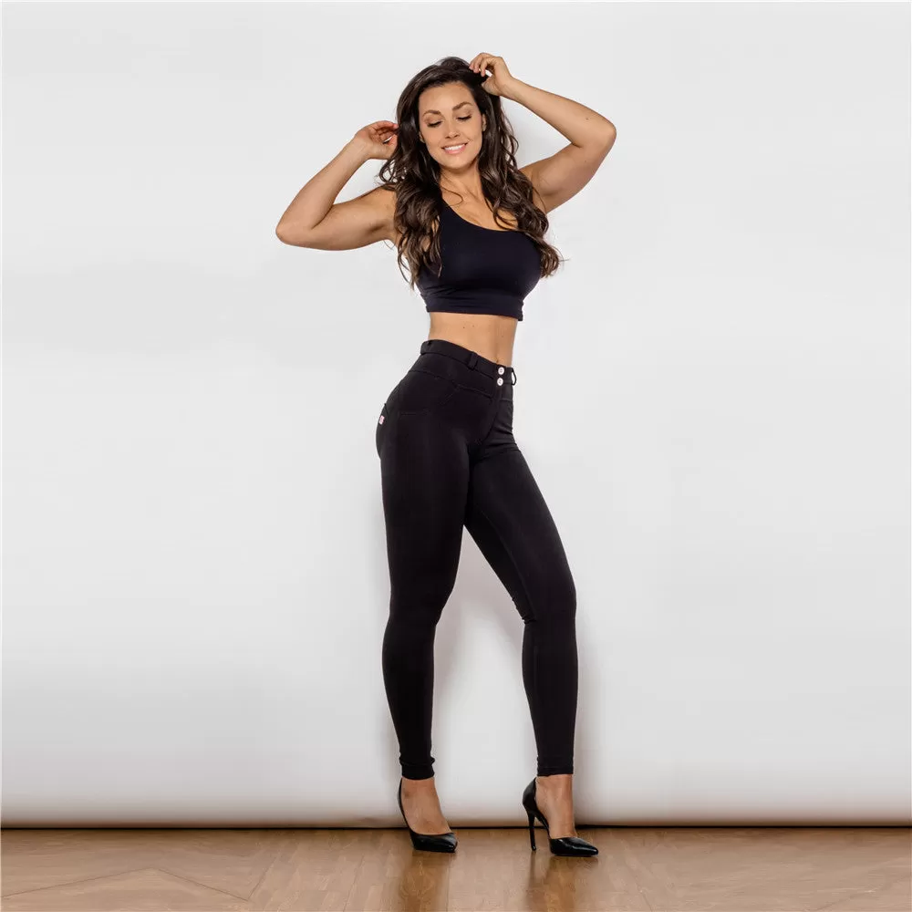 Middle Waist Black Knitted Leggings