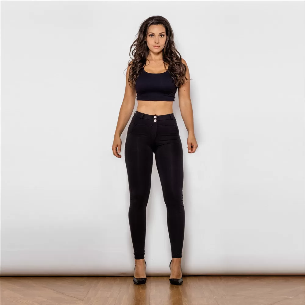 Middle Waist Black Knitted Leggings