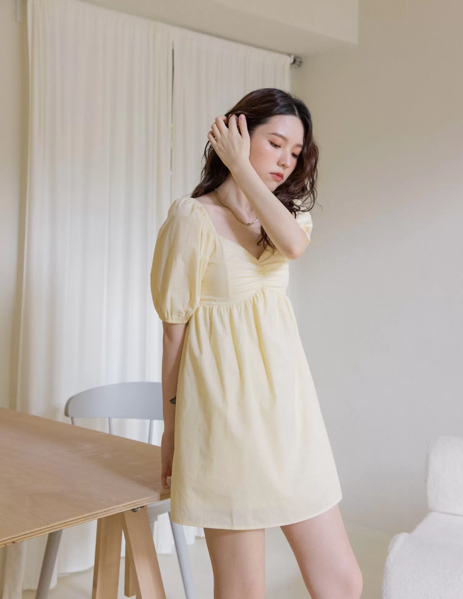 Mika Dress in Pale Yellow