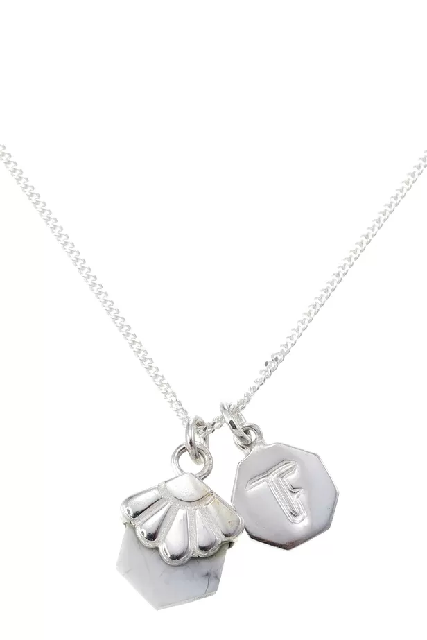 Mini Deco Daisy Necklace - Howlite - Silver