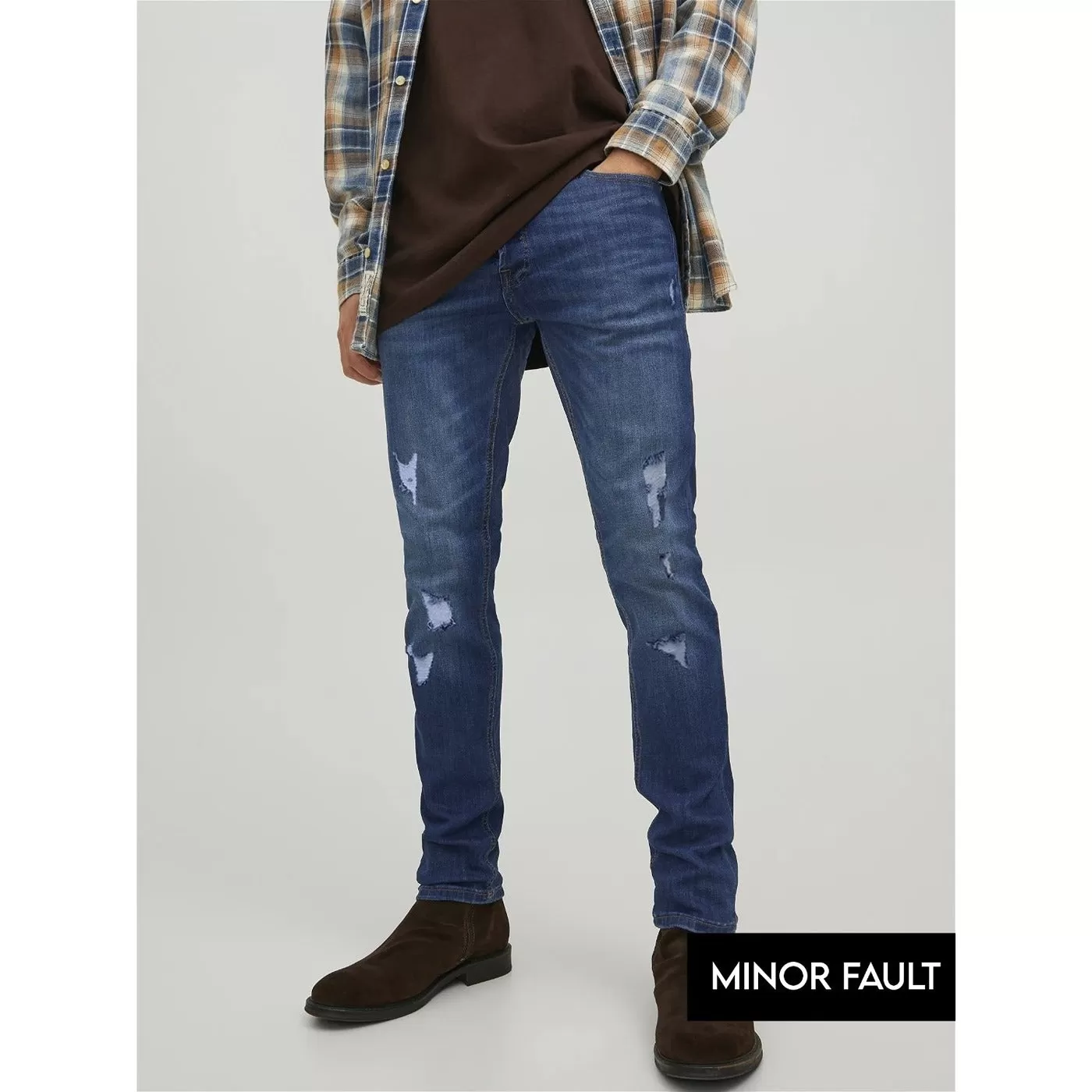 (Minor Fault) Blue Ripped Slim Jeans