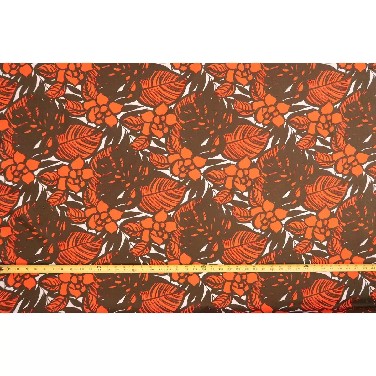 Modern Floral Fabric | Orange & Brown YEL-0006C