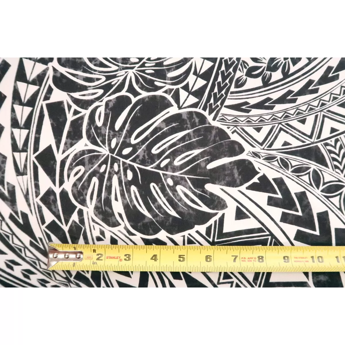 Monstera Polynesian Tribal Prints Fabric | Black BLK-0004TP