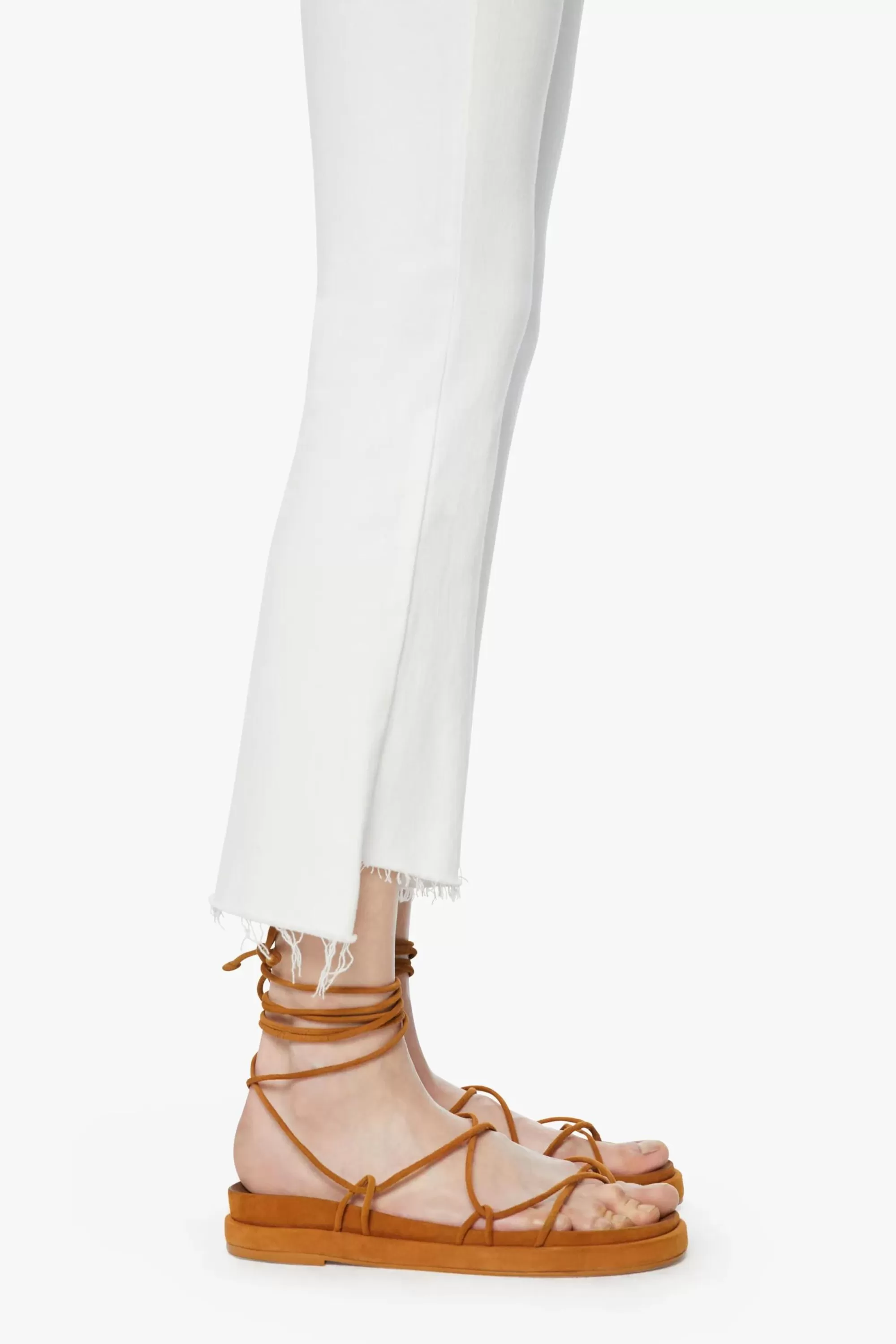 Mother Insider Crop Step Fray White