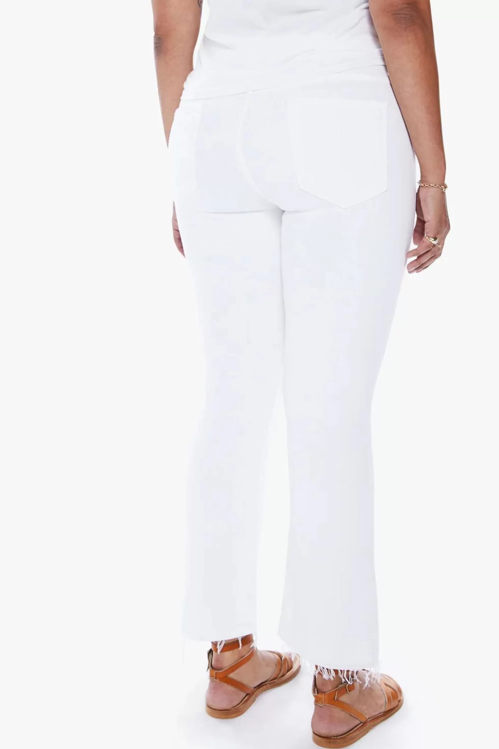 Mother Insider Crop Step Fray White