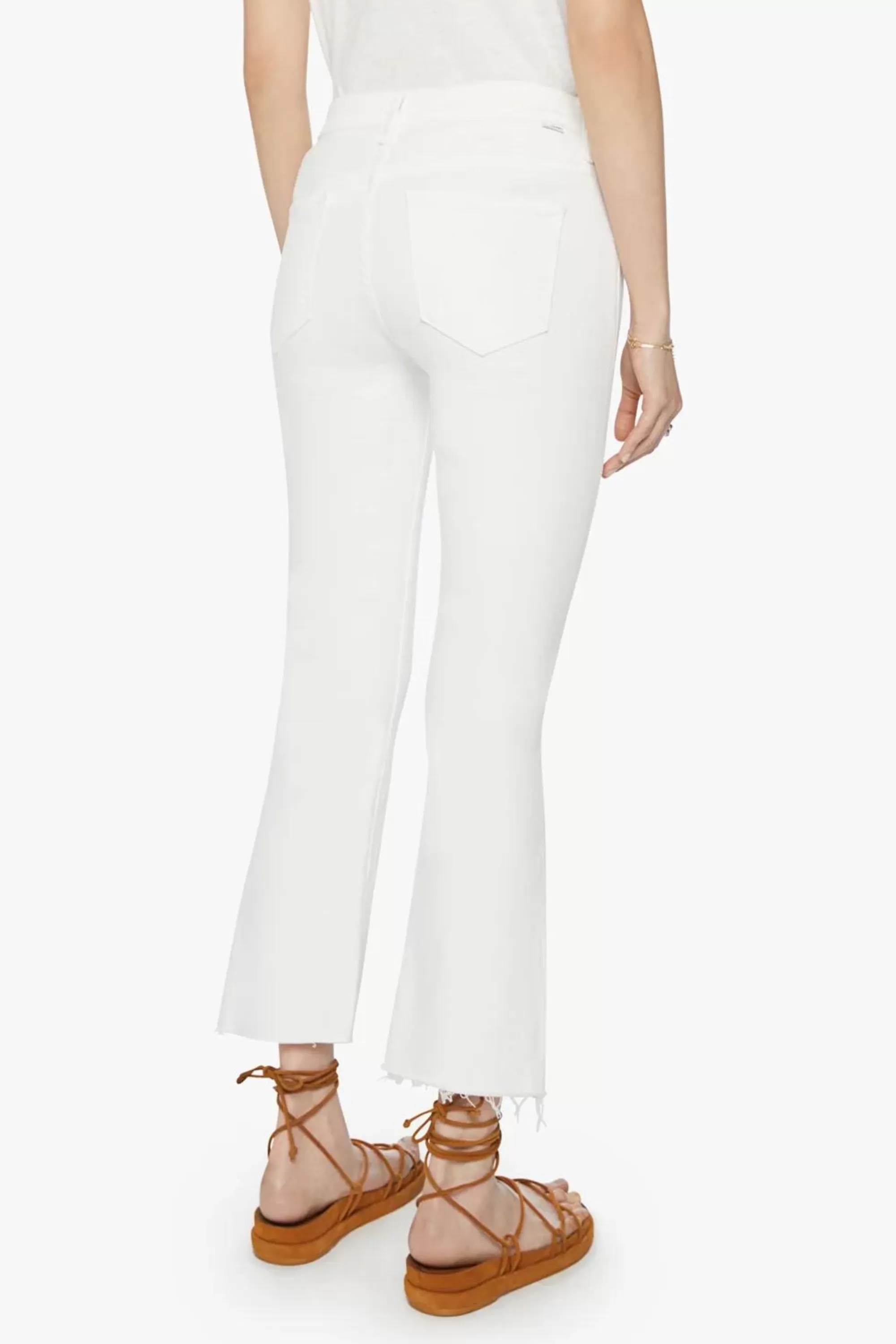 Mother Insider Crop Step Fray White