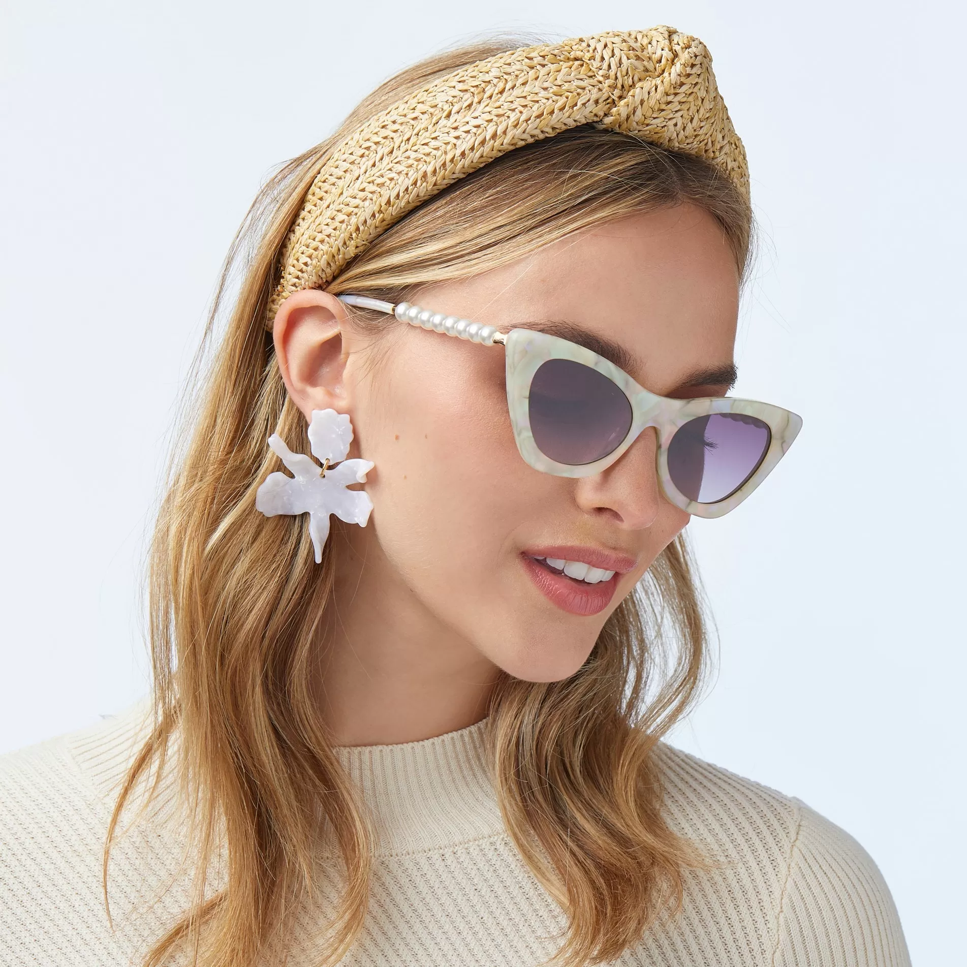 MOTHER OF PEARL DOWNTOWN CAT-EYE SUNGLASSES