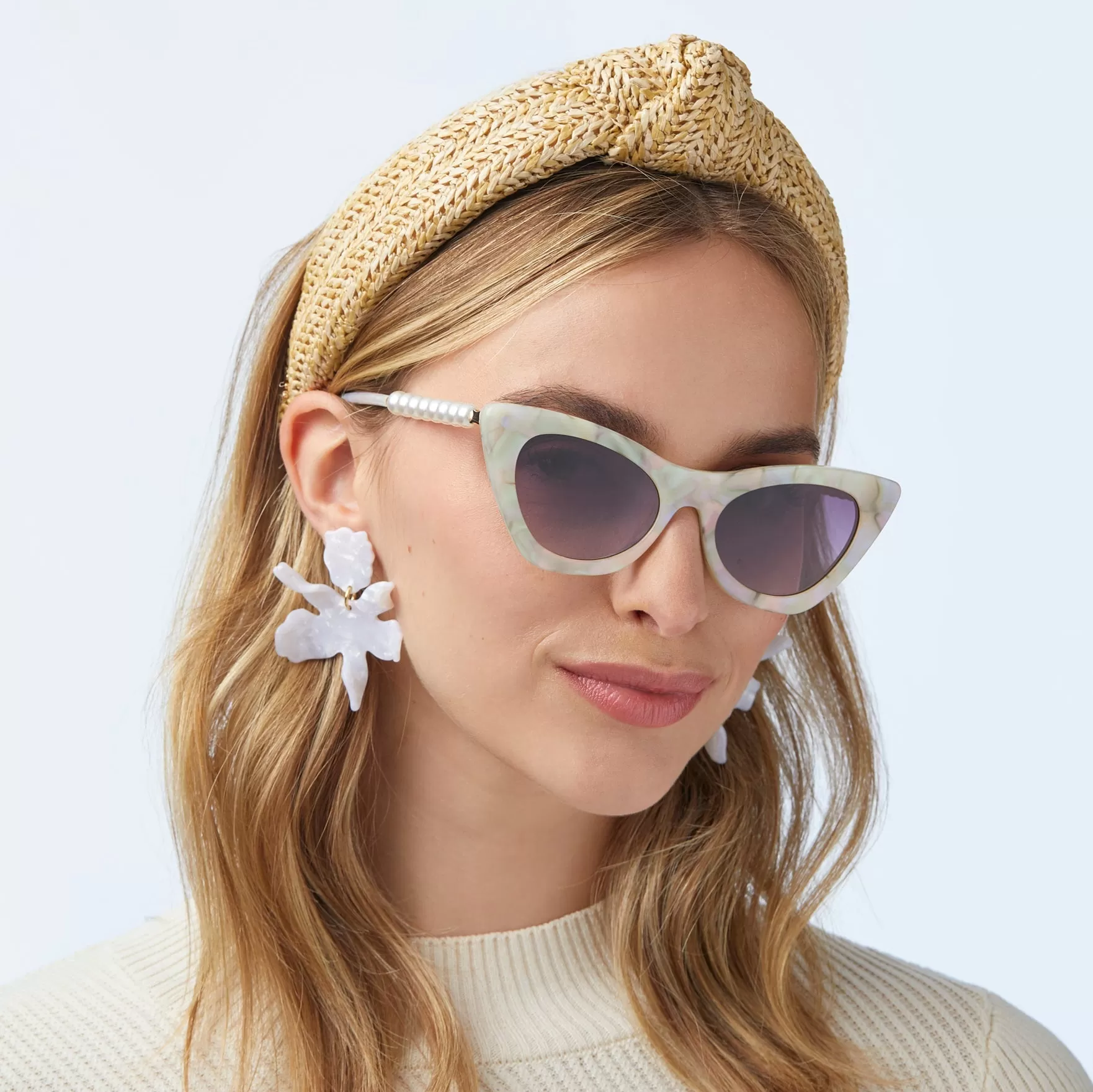 MOTHER OF PEARL DOWNTOWN CAT-EYE SUNGLASSES