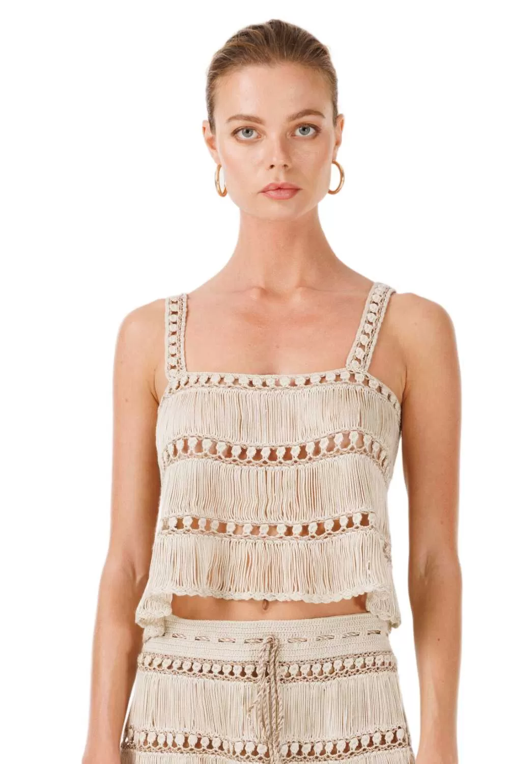 My Beachy Side - Bonbon Hand Crotchet Top - Stone