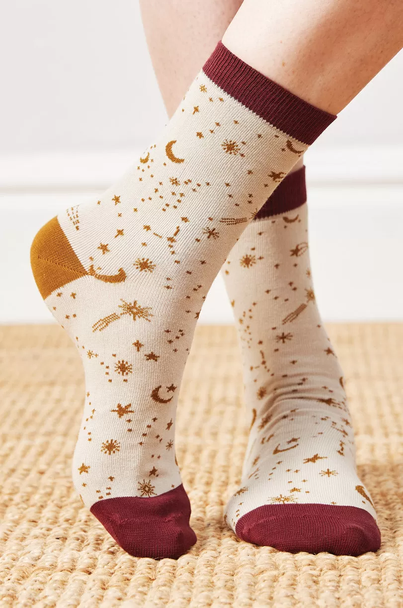 Nomads - Organic Cotton Stargazer Socks - Ecru