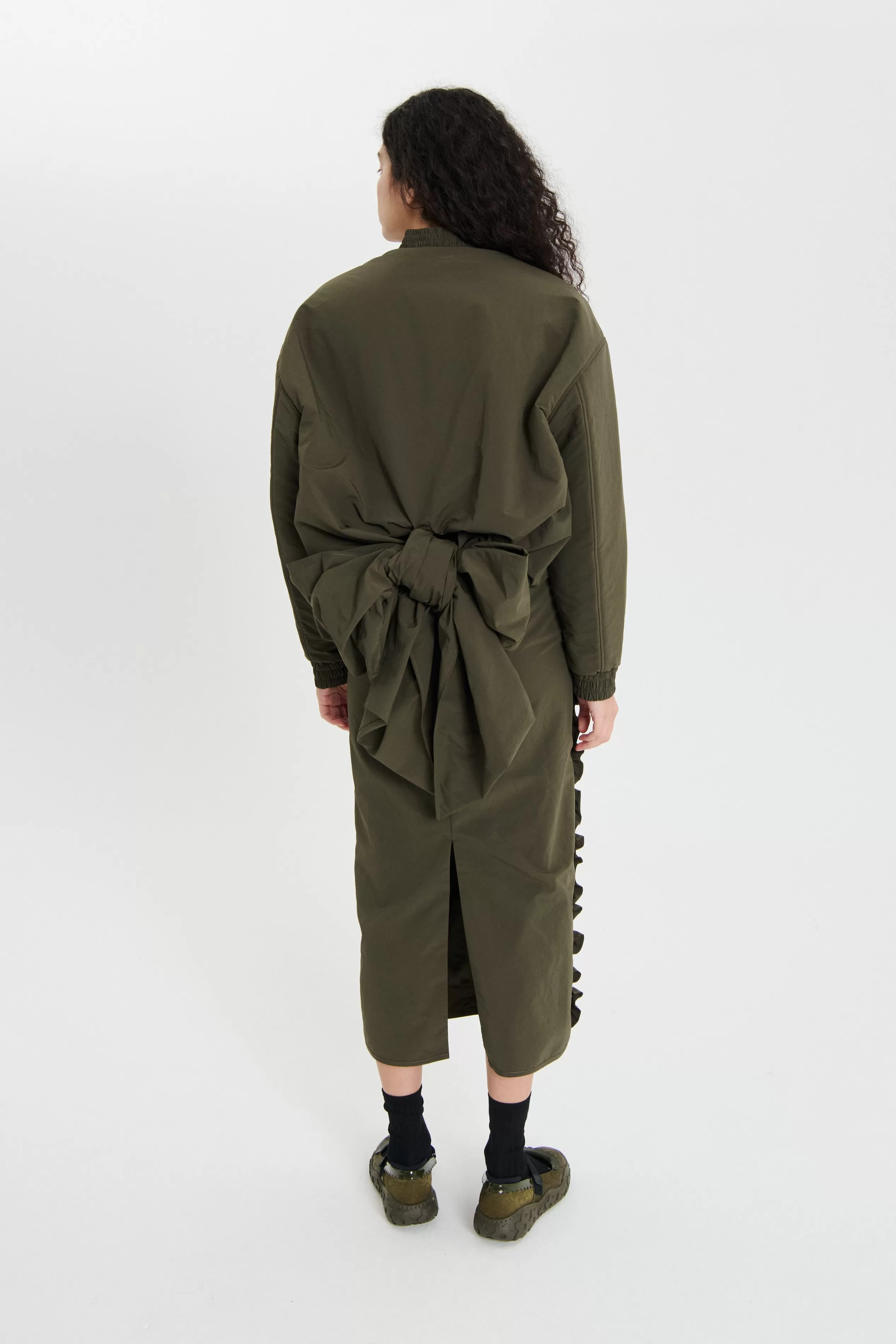 OCEAN | SKIRT RECYCLED TAFFETA GREY OLIVE