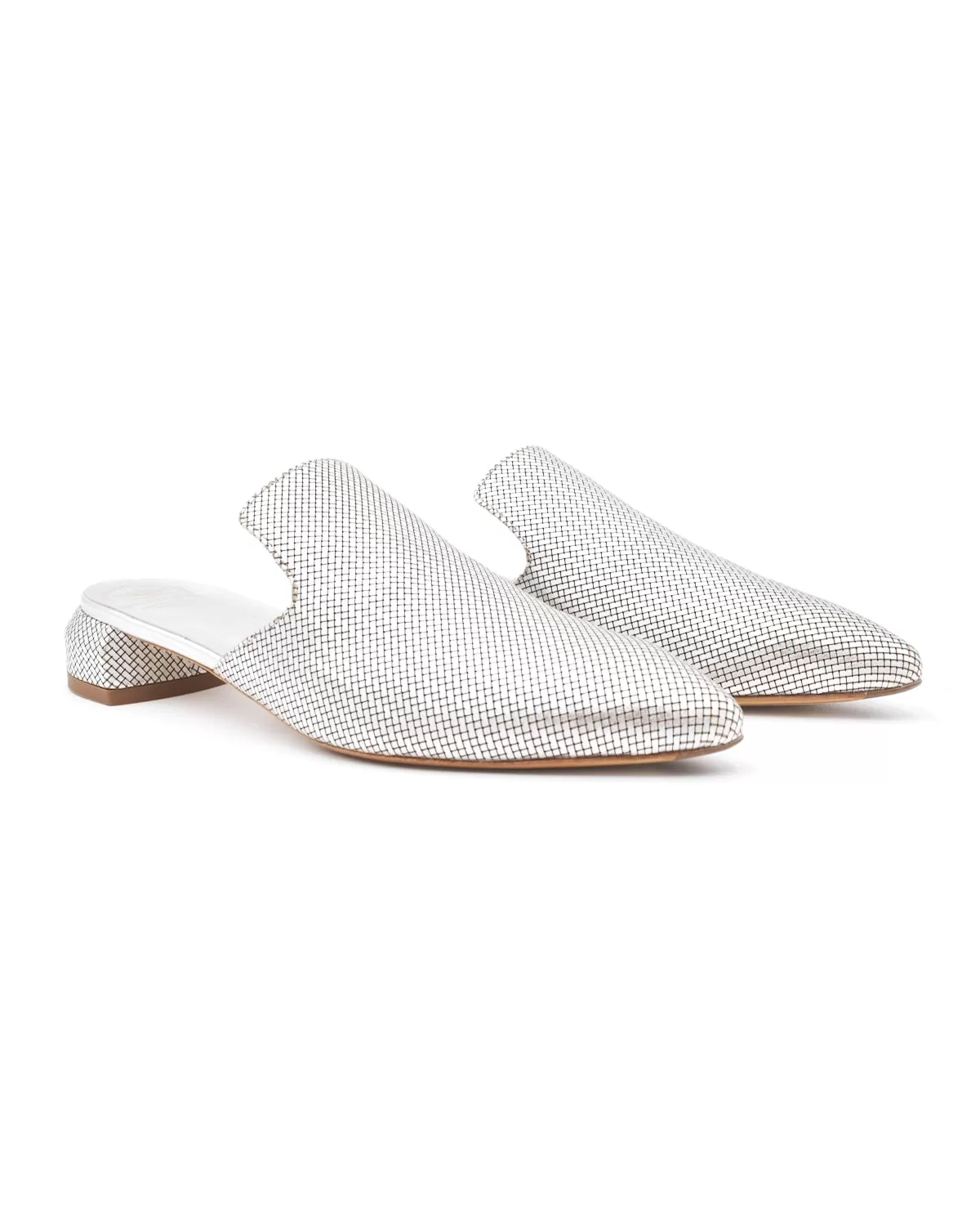 Officine Creative Sage Patterned Silver Mules