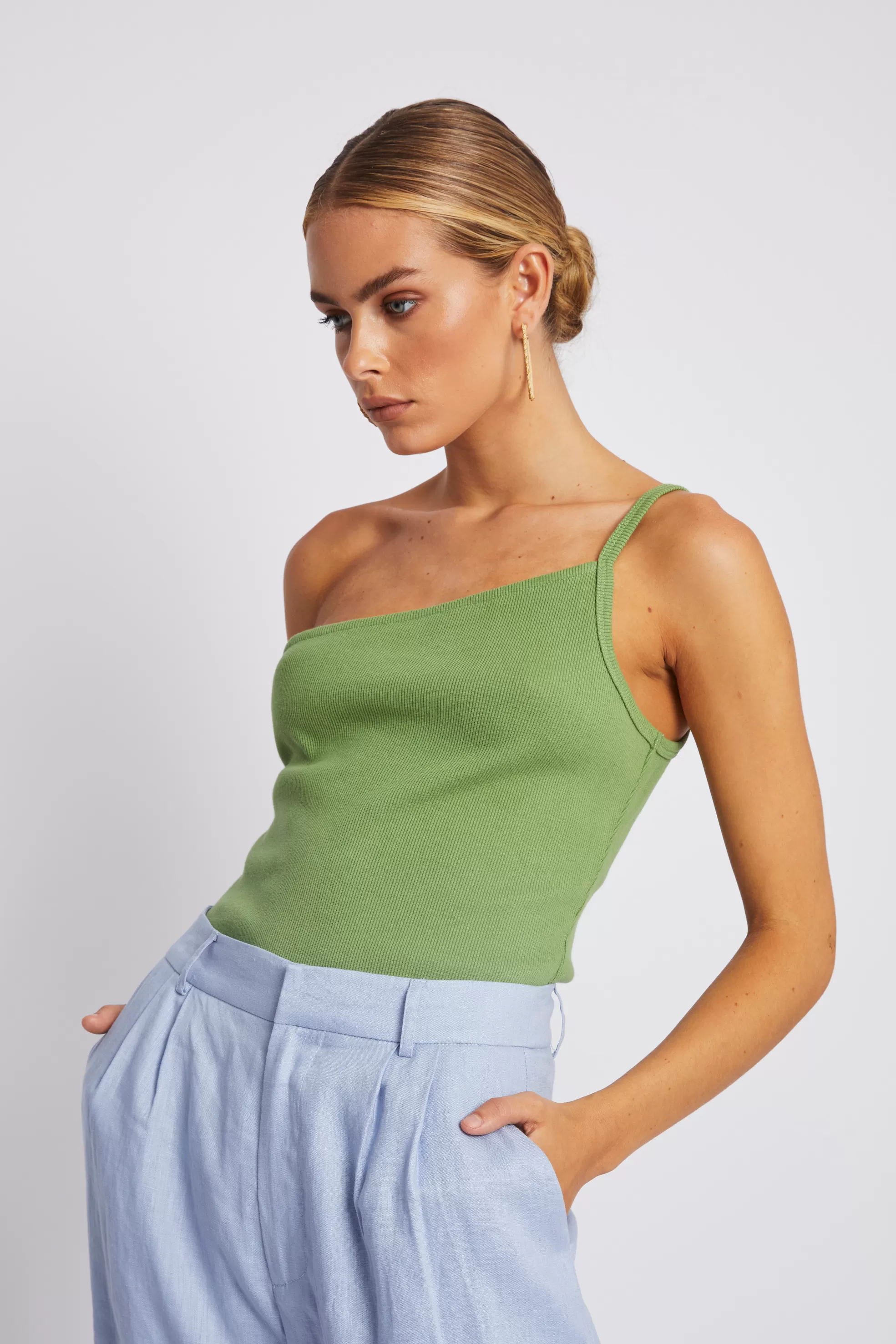 One Shoulder Bodysuit - Olive