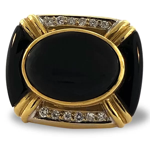 Onyx, Diamond and Gold Cuff Links