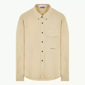 Overshirt Chest Pocket Logo Button Down - Sand 9580