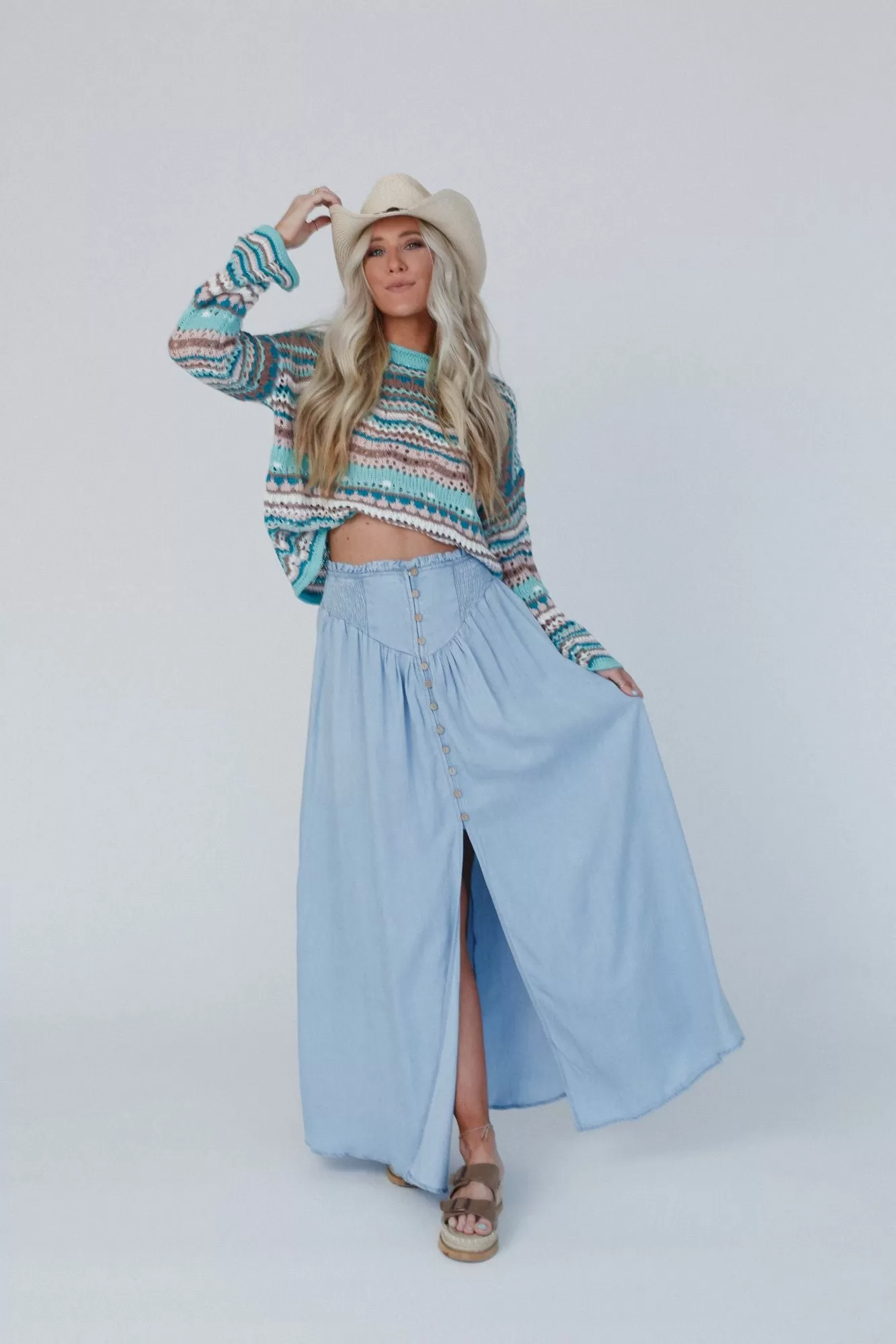 Pacific Coast Denim Maxi Skirt - Blue