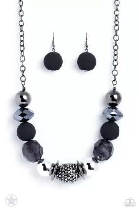 Paparazzi A Warm Welcome Black Necklace & Earring Set