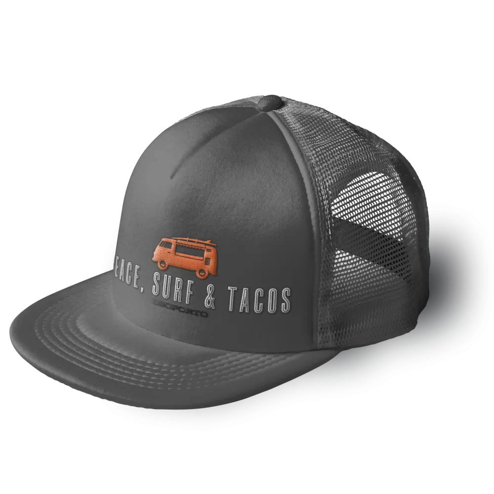 Peace Surf & Tacos Flatbill Trucker Hat