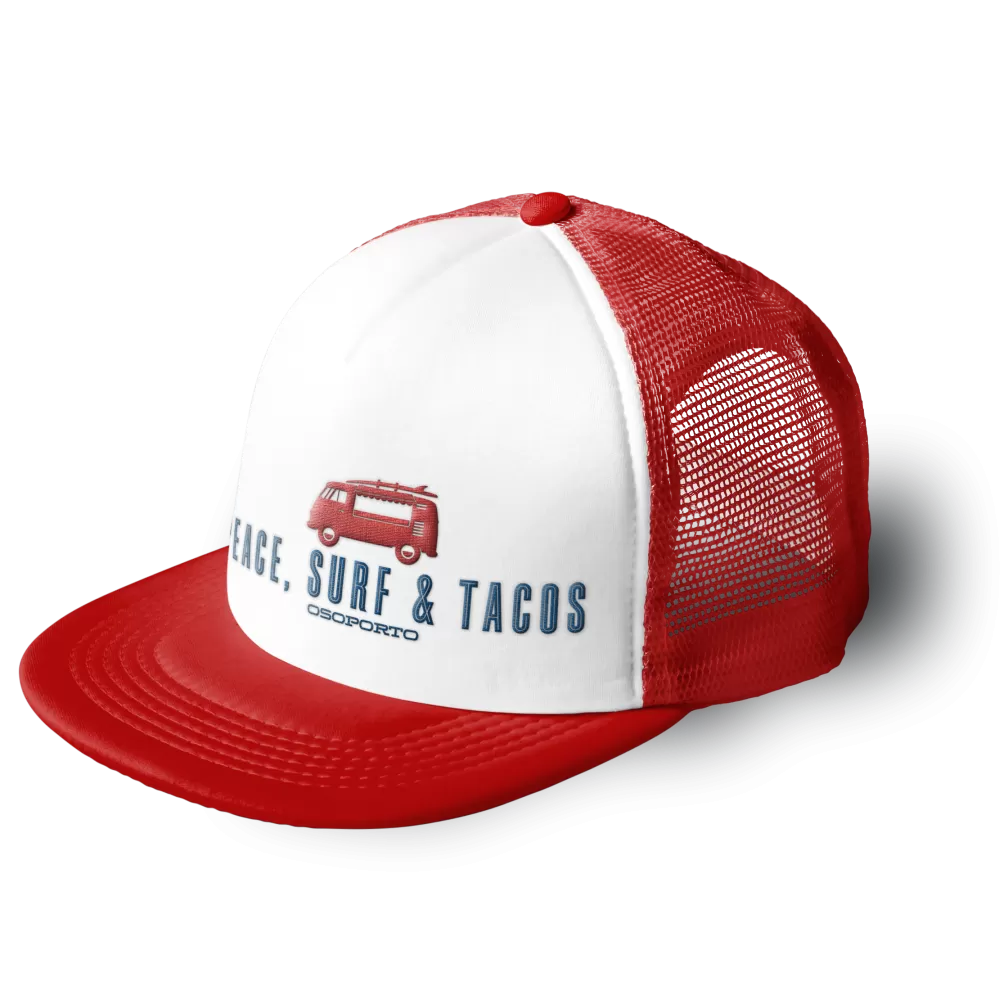 Peace Surf & Tacos Flatbill Trucker Hat