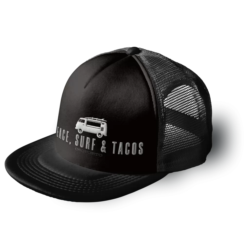 Peace Surf & Tacos Flatbill Trucker Hat