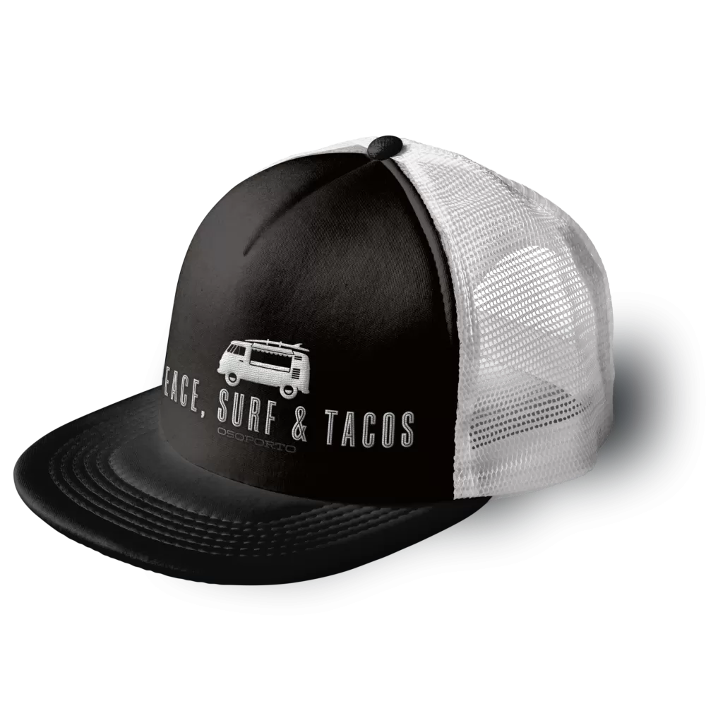 Peace Surf & Tacos Flatbill Trucker Hat