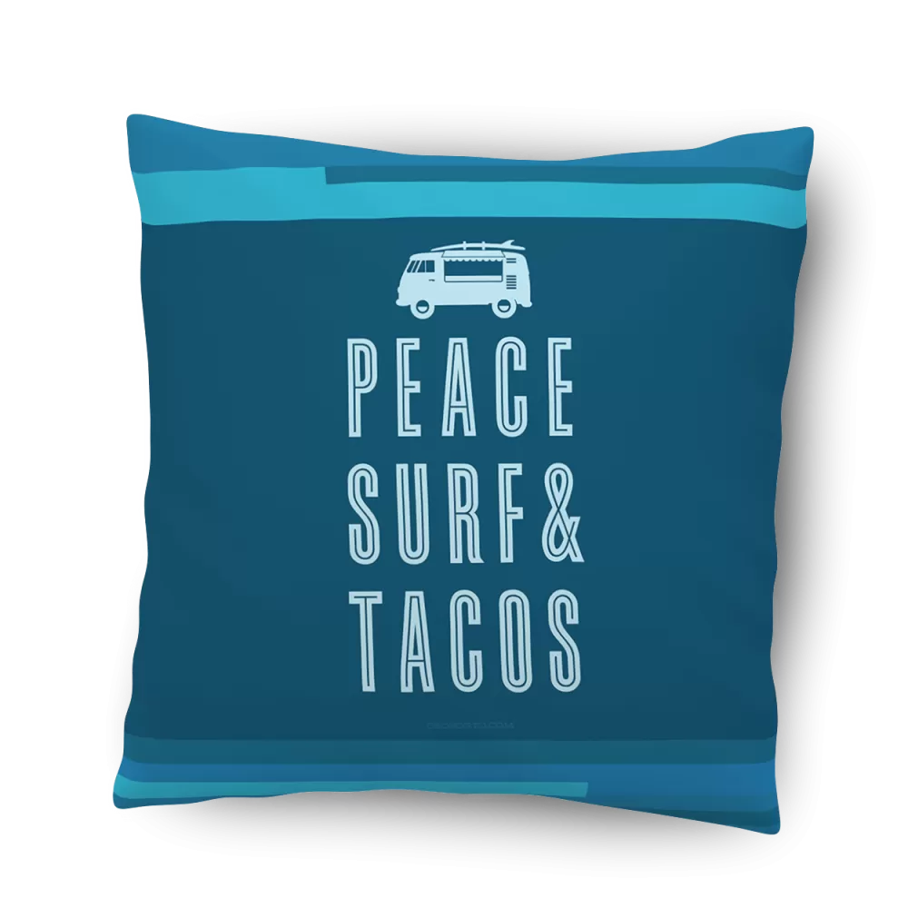 Peace Surf & Tacos Indoor or Outdoor Pillow