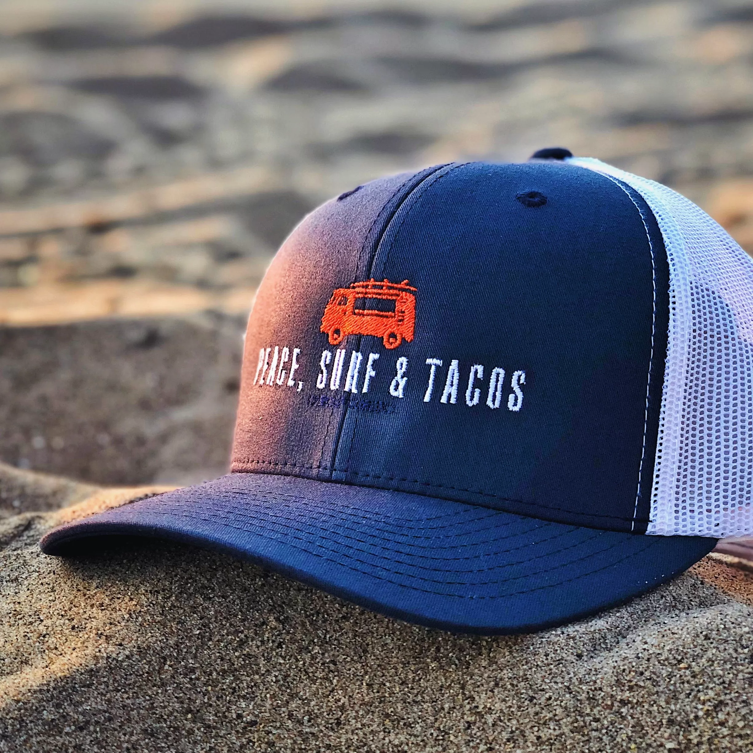 Peace Surf & Tacos Retro Trucker Hat