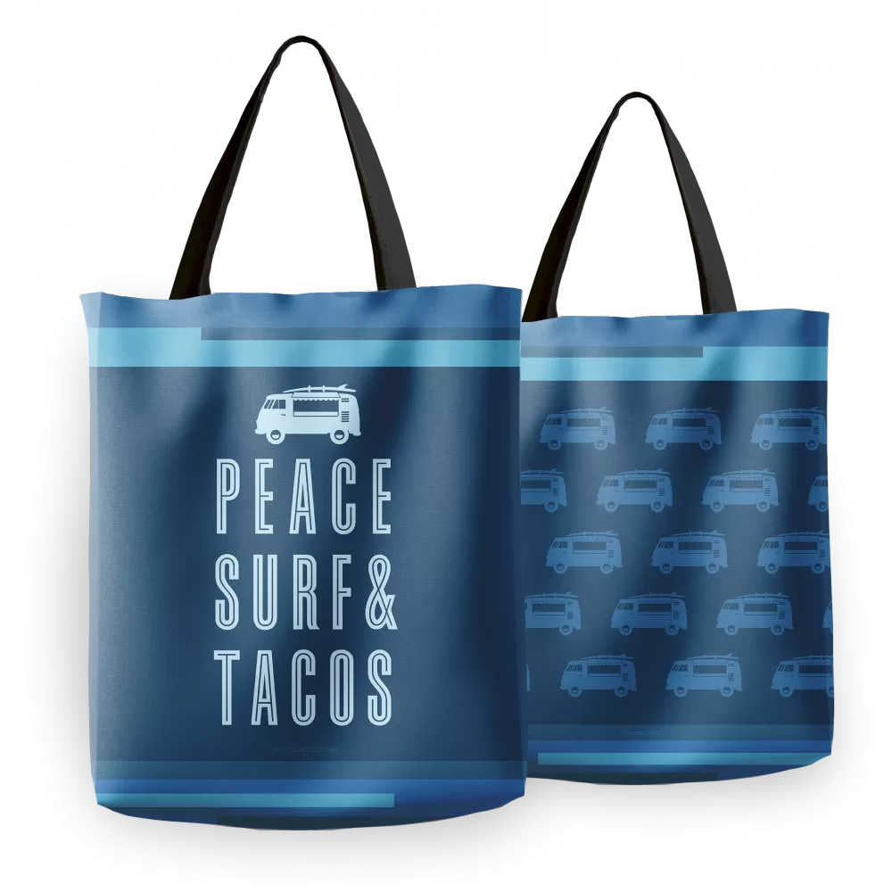 Peace Surf & Tacos Tote Bag