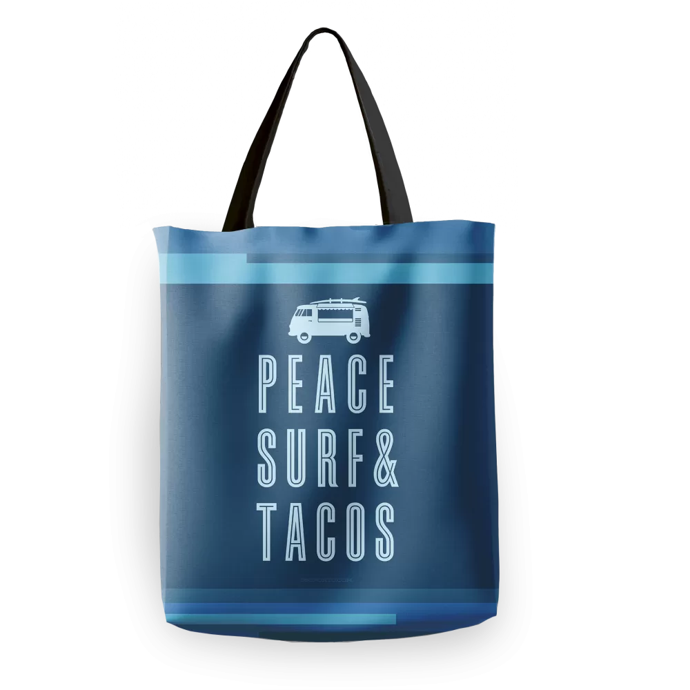 Peace Surf & Tacos Tote Bag