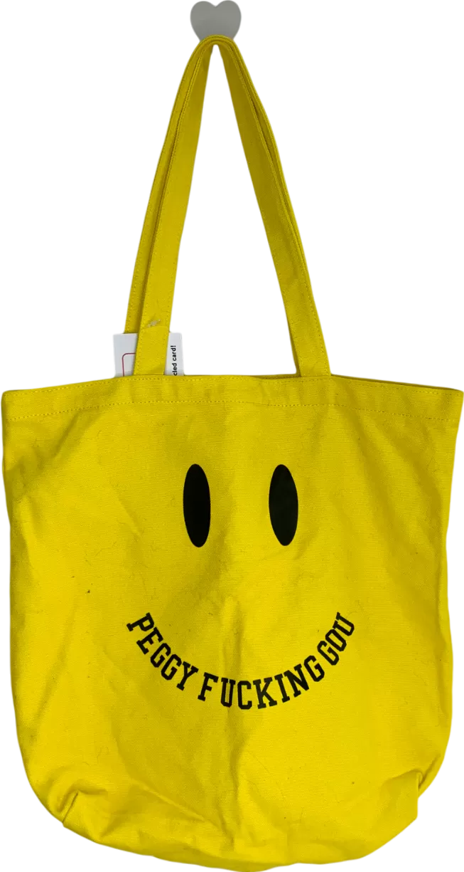 Peggy Goods Yellow Canvas Smiley Tote Bag