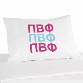 Pi Beta Phi Sorority Letters in Sorority Colors Pillowcase