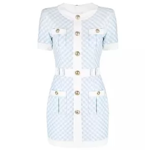 Plaid Bio Color Blue & White Petite Dress