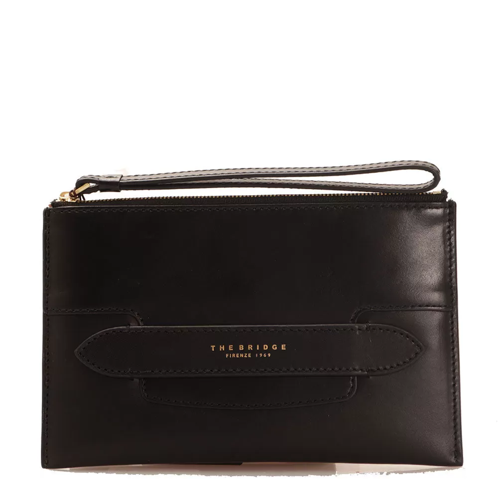 Pochette Donna Media con Polsiera THE BRIDGE linea Lucrezia in Pelle Nera