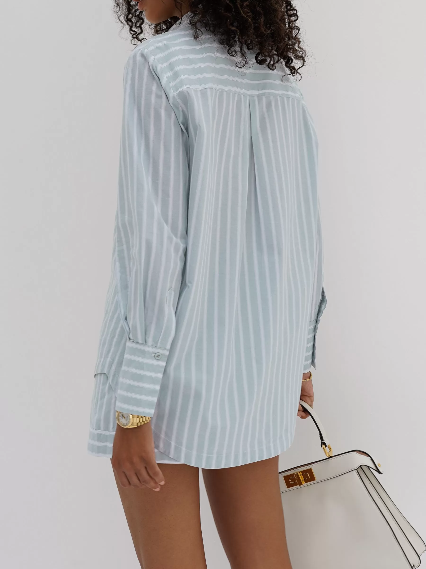 Portia Cotton Classic Stripe Shirt | Sage