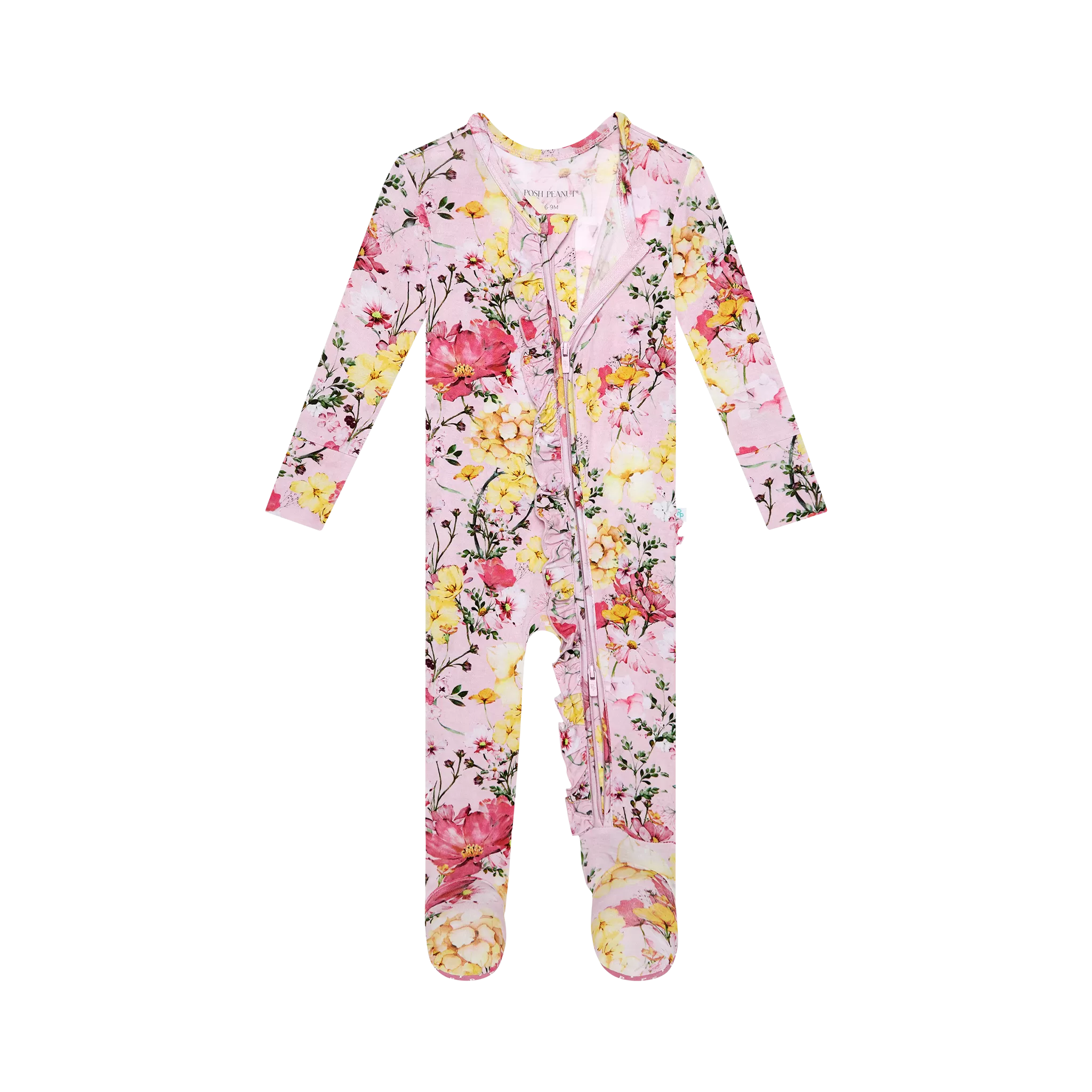 Posh Peanut Gaia Ruffled Zippered Footie