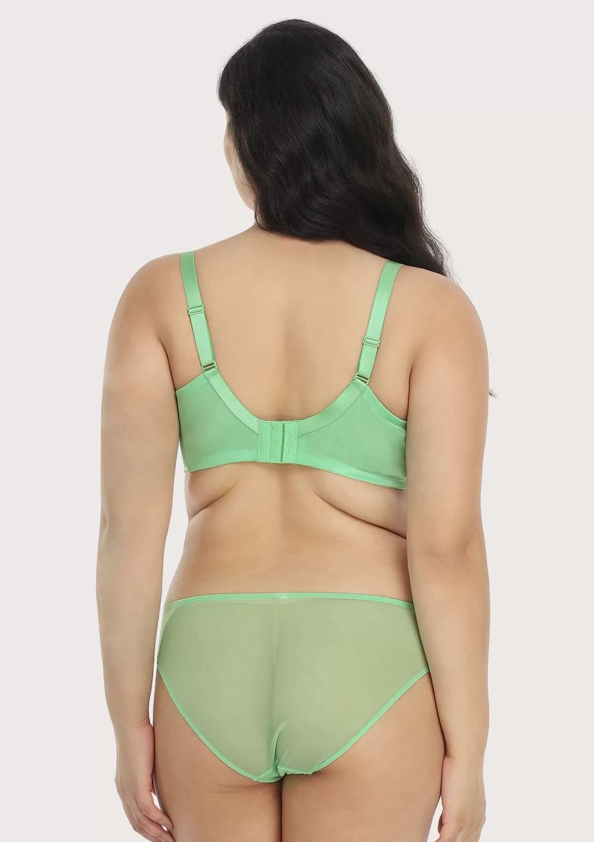 Pretty In Petals Bright Green Unlined Strappy Lace Bra Set