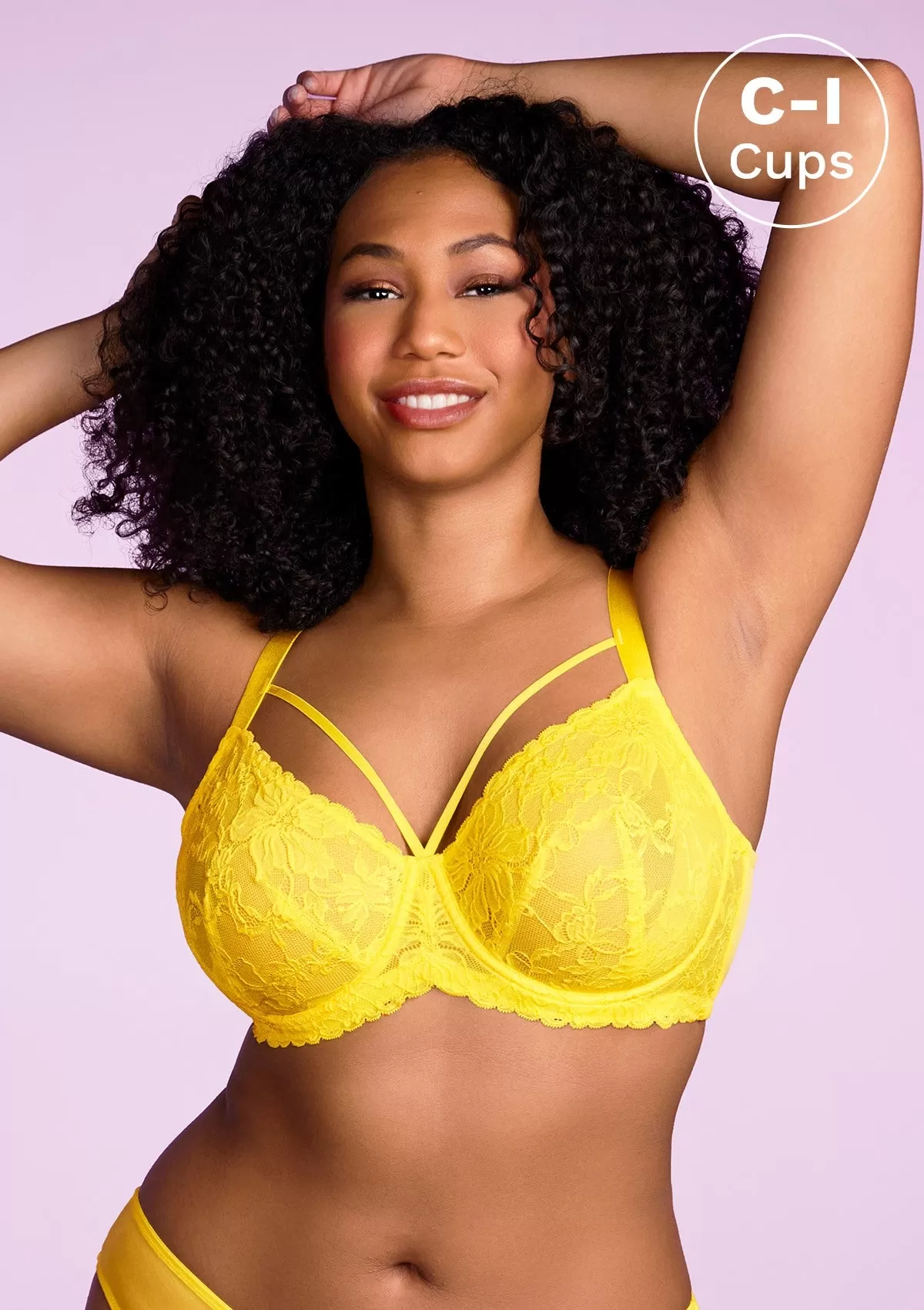 Pretty In Petals Bright Yellow Unlined Strappy Lace Bra