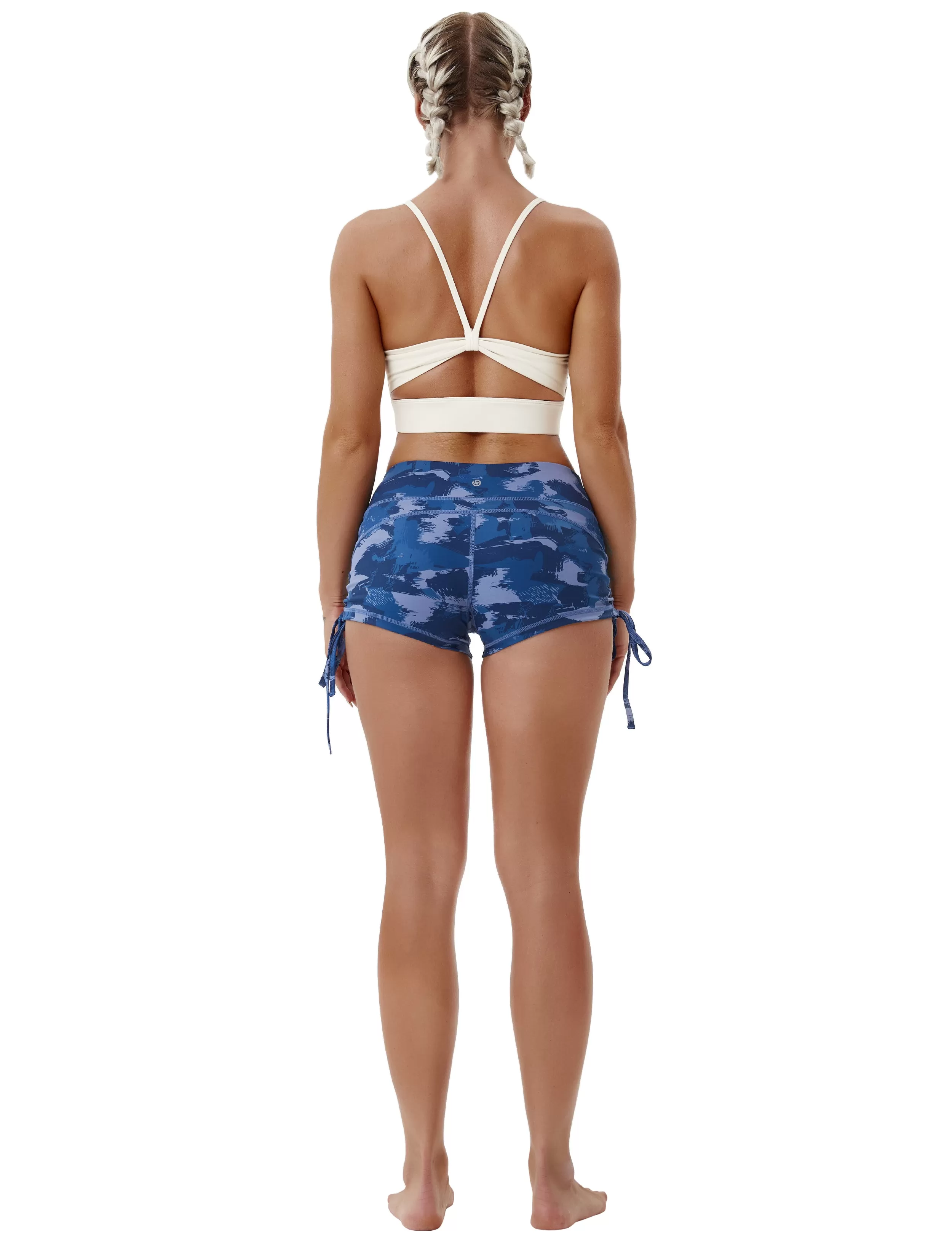 Printed Side Drawstring Hot Shorts navy brushcamo