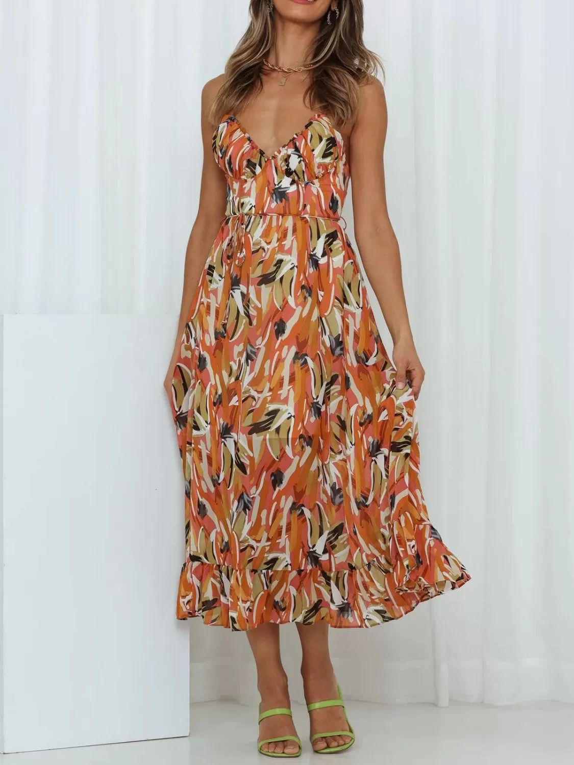 Printed Sleeveless Midi Cami dress