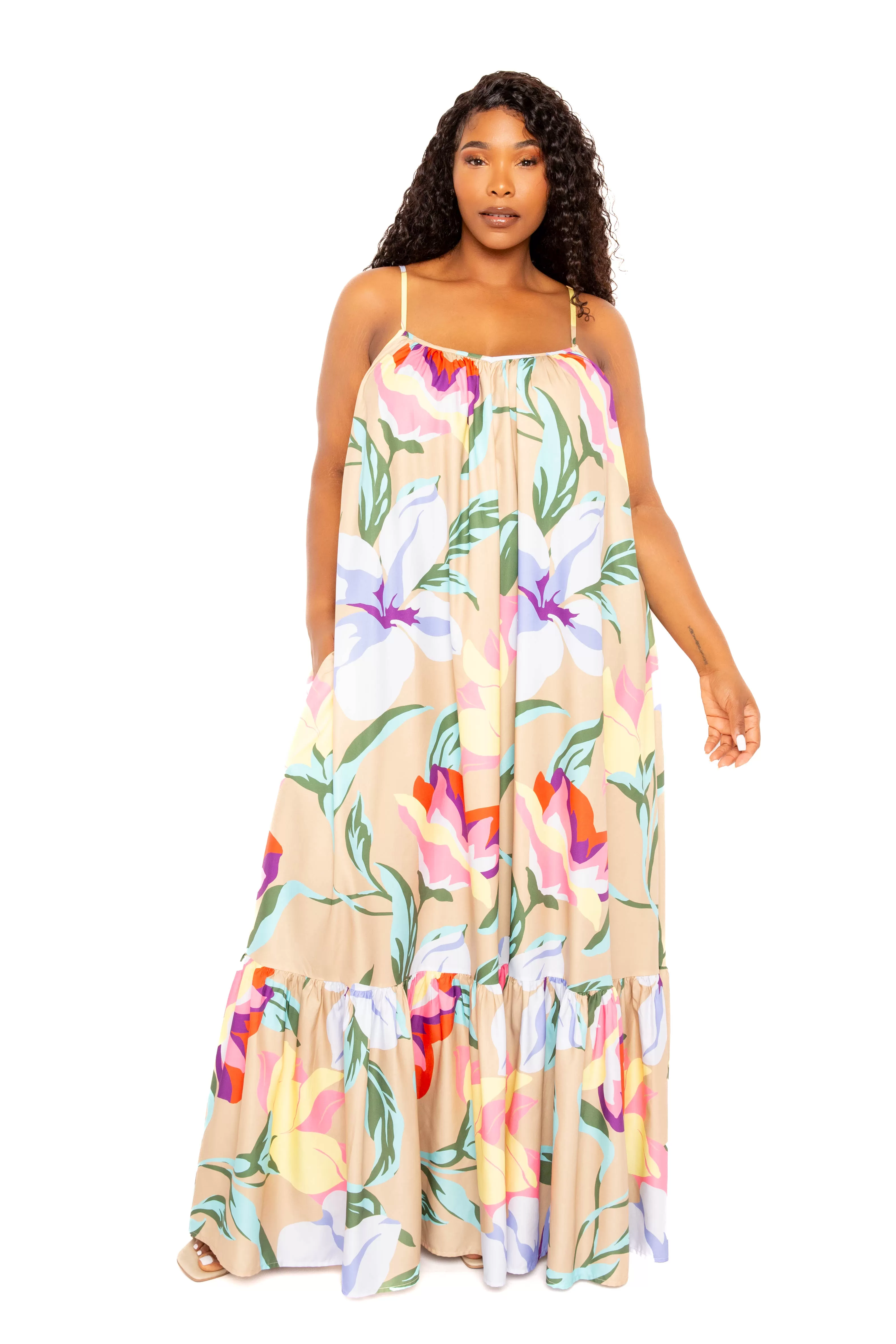 Printed Voluminous Maxi Dress