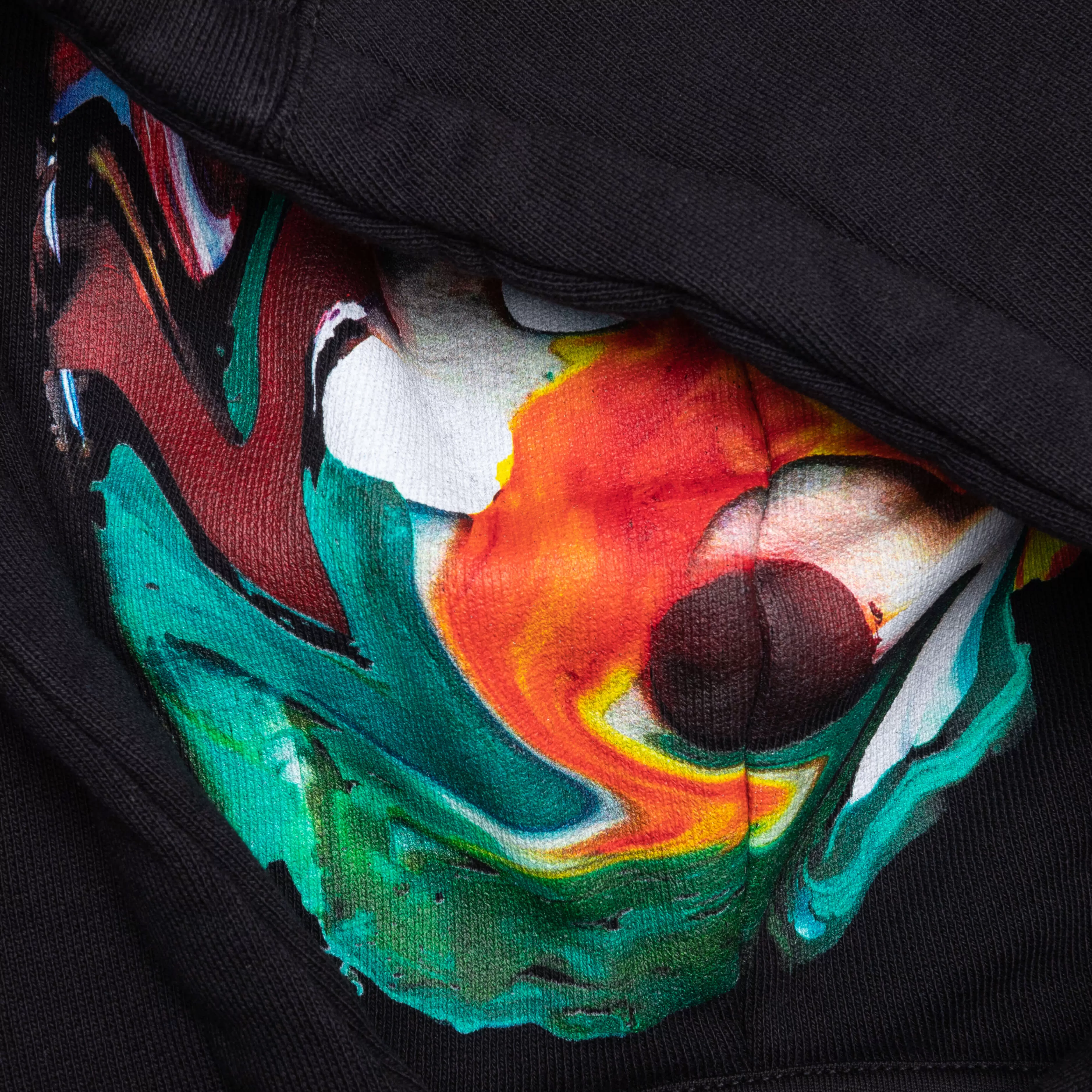 Psychedelic Boxy Fit Hoodie - Black