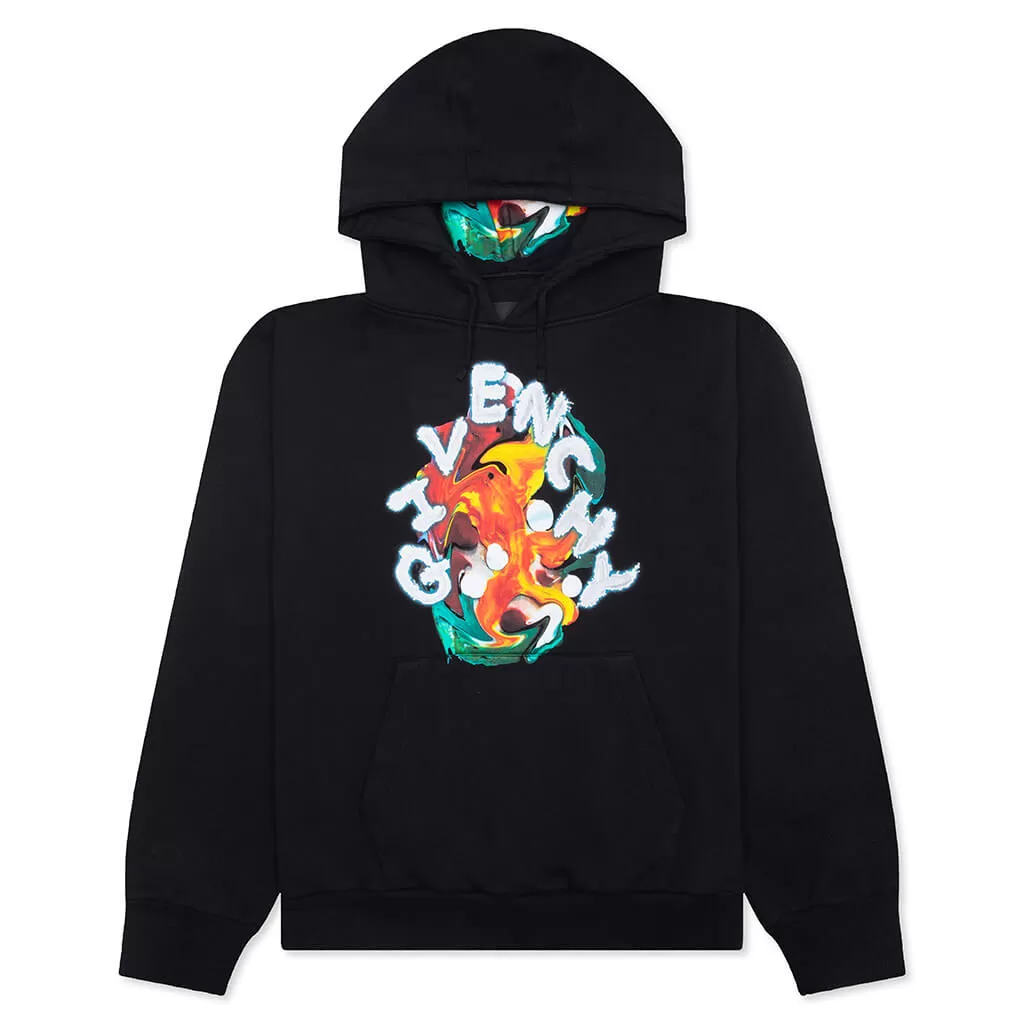 Psychedelic Boxy Fit Hoodie - Black