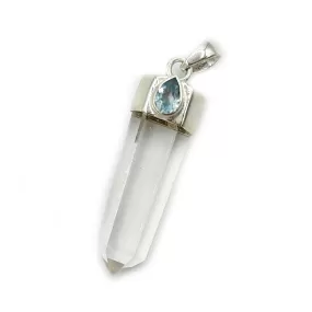 Quartz Blue Topaz Point Pendant