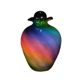 Rainbow Bella Handblown Glass Urn