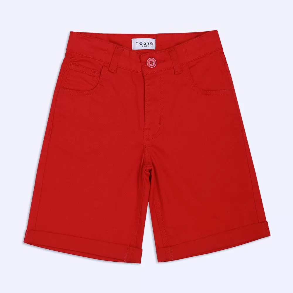 Red Cotton Shorts