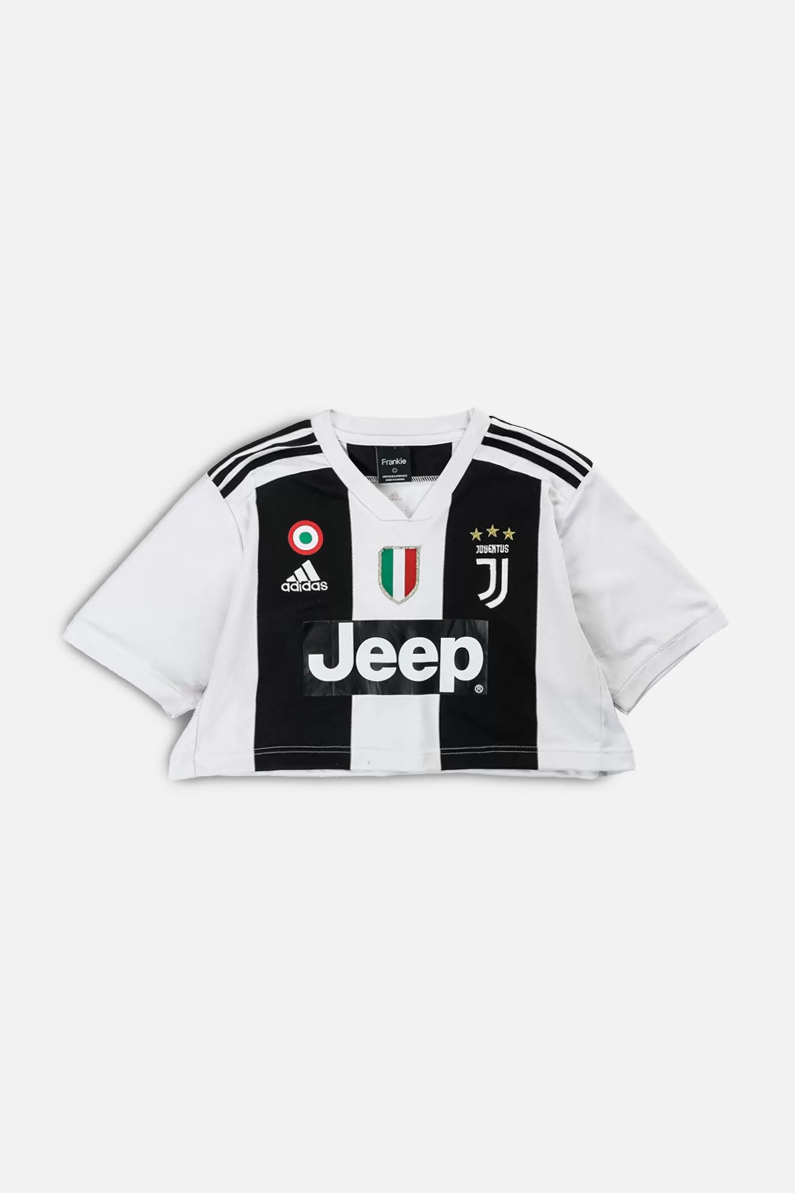 Rework Crop Juventus Soccer Jersey - L