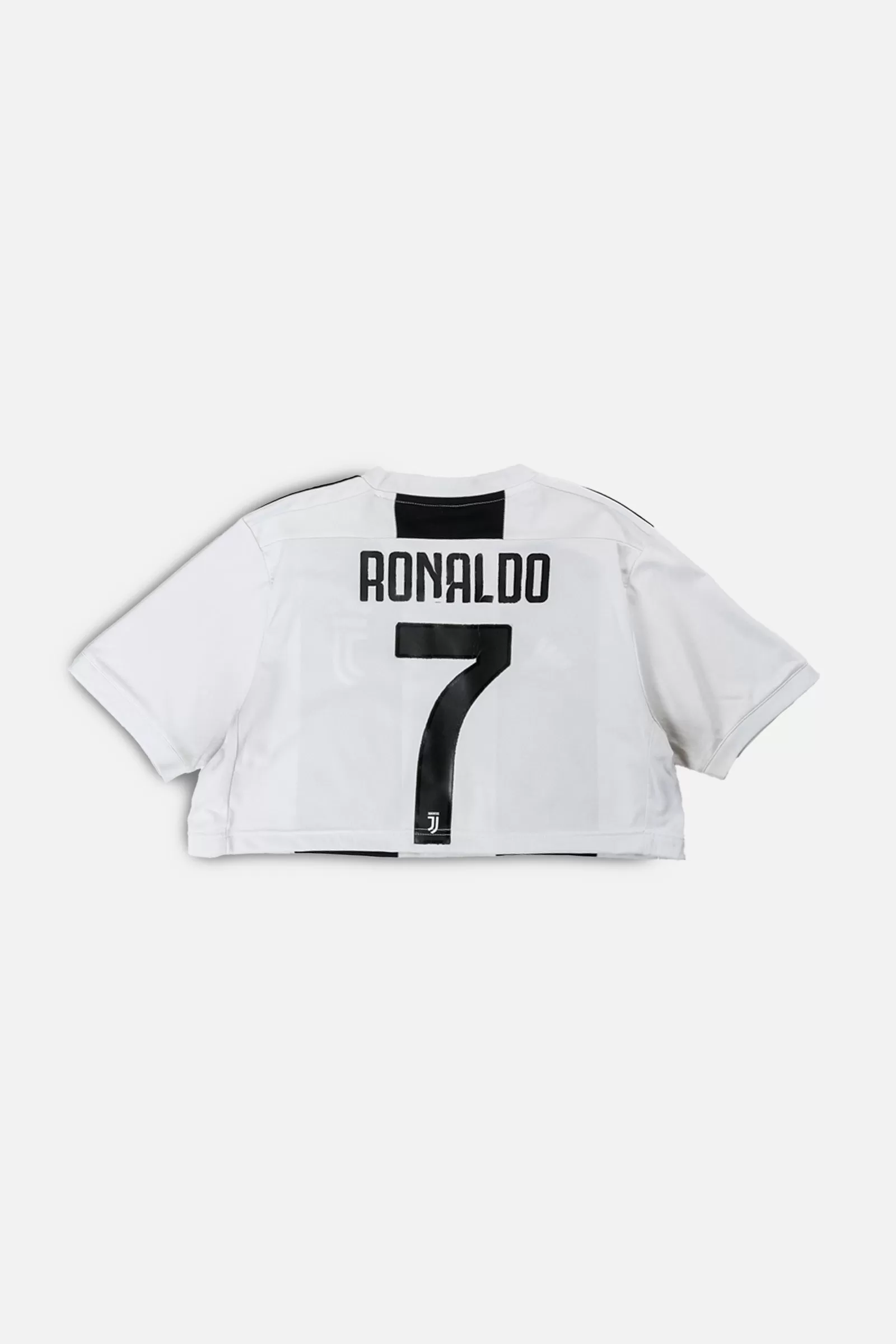 Rework Crop Juventus Soccer Jersey - L